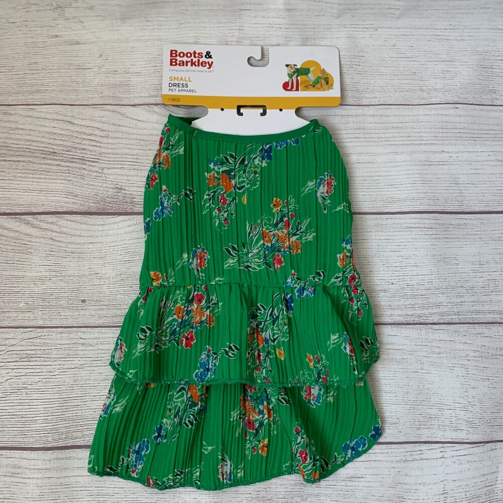 Boots & Barkley Green Floral Pet Dress Cat Dog Size Small Up to 20lbs
